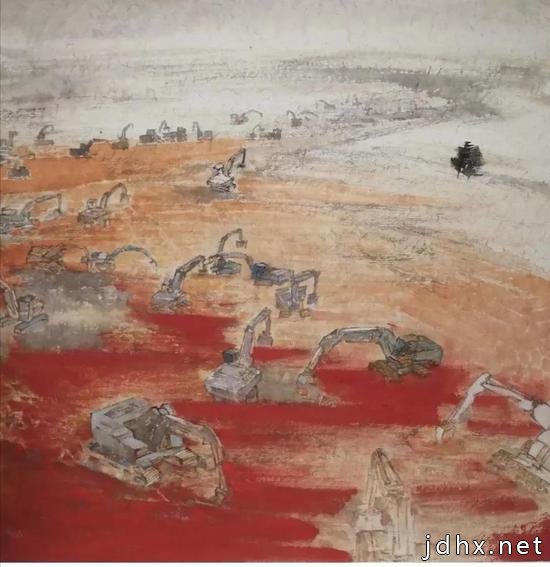 《决战火神山》 钱广信 国画