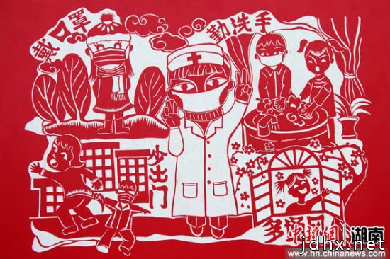 作品呼吁民众“少出门，多通风；戴口罩，勤洗手”。 