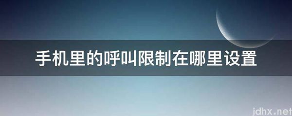 手机里的呼叫限制在什么地方设置(图1)
