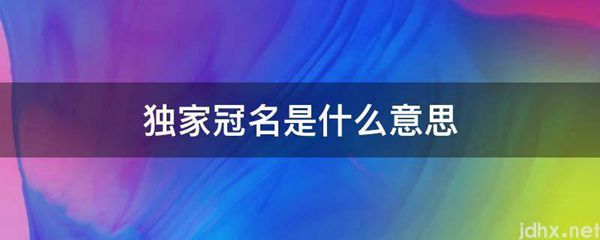独家冠名的意思是什么(图1)