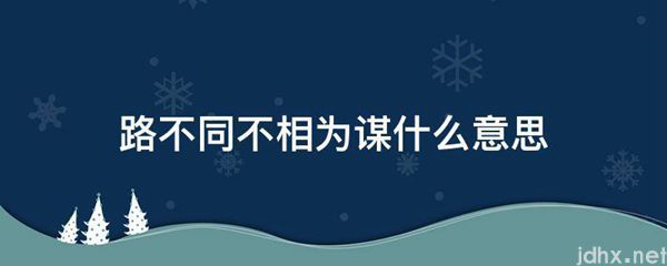 路不同不相为谋什么意思(图1)