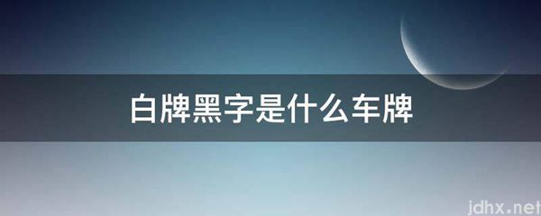 白牌黑字是什么车牌(图1)