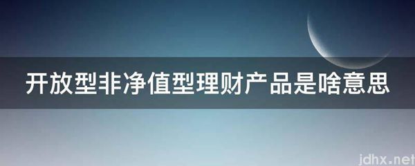 开放型非净值型理财产品是啥意思(图1)
