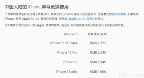iphone13官方换屏多少钱2