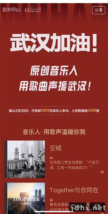 酷狗音乐人创作抗疫歌曲 用音乐传递力量