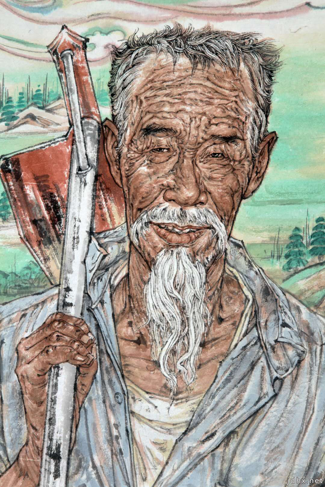 甘肃省美术家协会驻会副主席王骁勇巨幅中国画《时代楷模 八步沙六老汉》创作完成