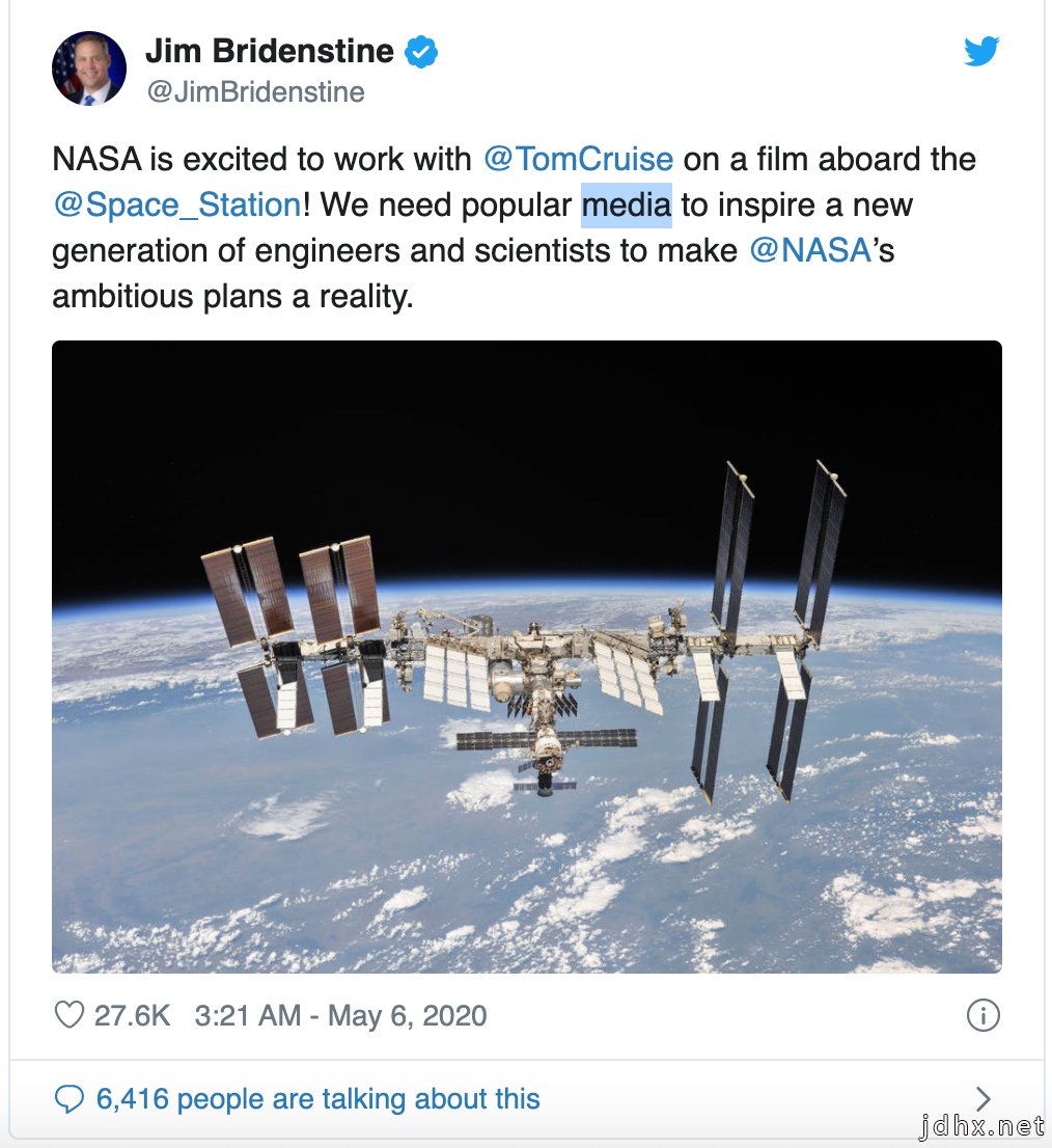 阿汤哥这次真的要上天 NASA将助其到国际空间站拍电影