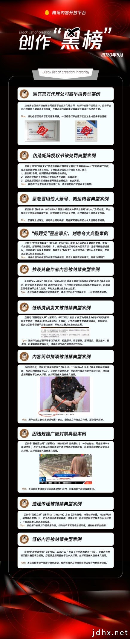 腾讯内容开放平台公布创作“红黑榜”：树积极榜样，敲不良警钟